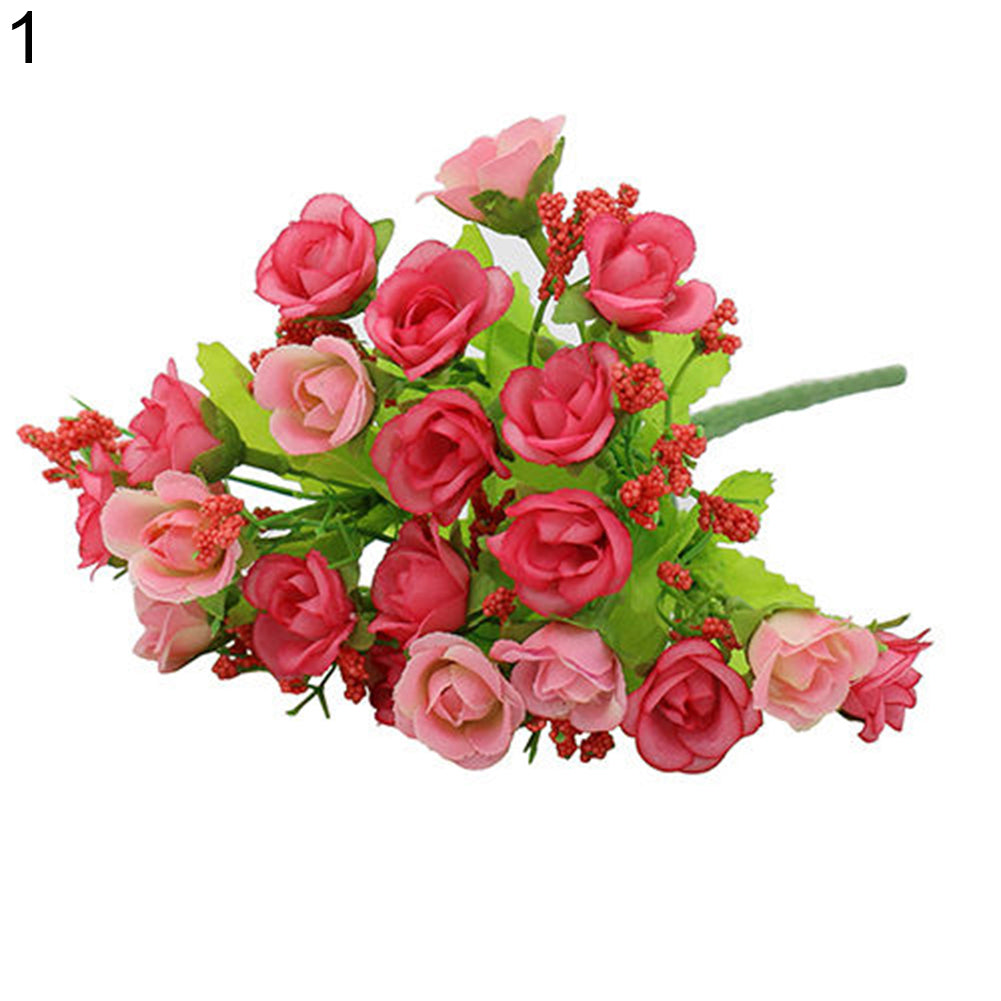 1 Bouquet 21 Heads Artificial Fake Rose Flower Wedding Party Home Decoration