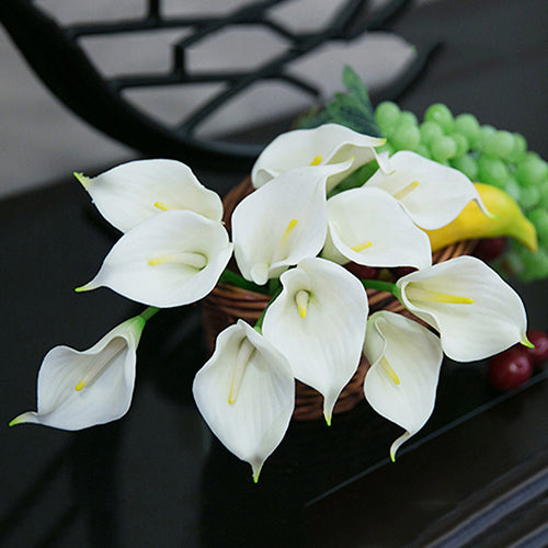 20 Pcs Artificial Latex Calla Lily Flower Beautiful Bouquet Home Wedding Bridal Decor