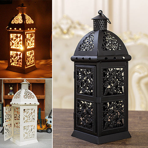 European Flower Hollow Hanging Iron Tower Lamp Stand Candle Light Holder