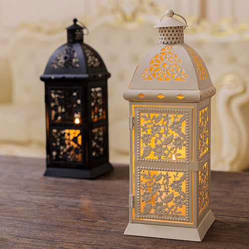 European Flower Hollow Hanging Iron Tower Lamp Stand Candle Light Holder