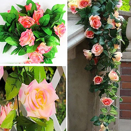 Artificial Fake Silk Rose Flower Ivy Vine Hanging Garland Wedding DIY Home Decor