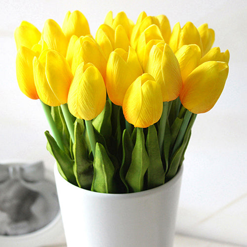 10Pcs Home Party Decor Artifical Real Touch Faux Leather Tulips