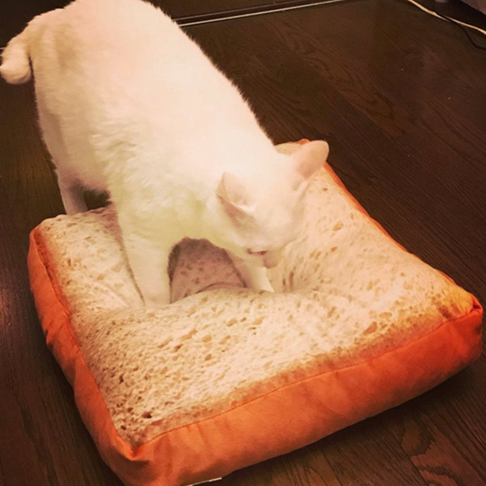 Creative Cute Soft Toast Slice Bread Shape Sponge Filler Pet Cat Bed Mat Cushion