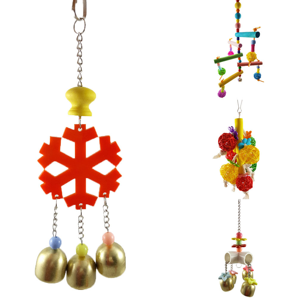 Rattan Ball Wood Ladder Bells Parrot Bite Climbing Toy Pet Bird Cage Decor