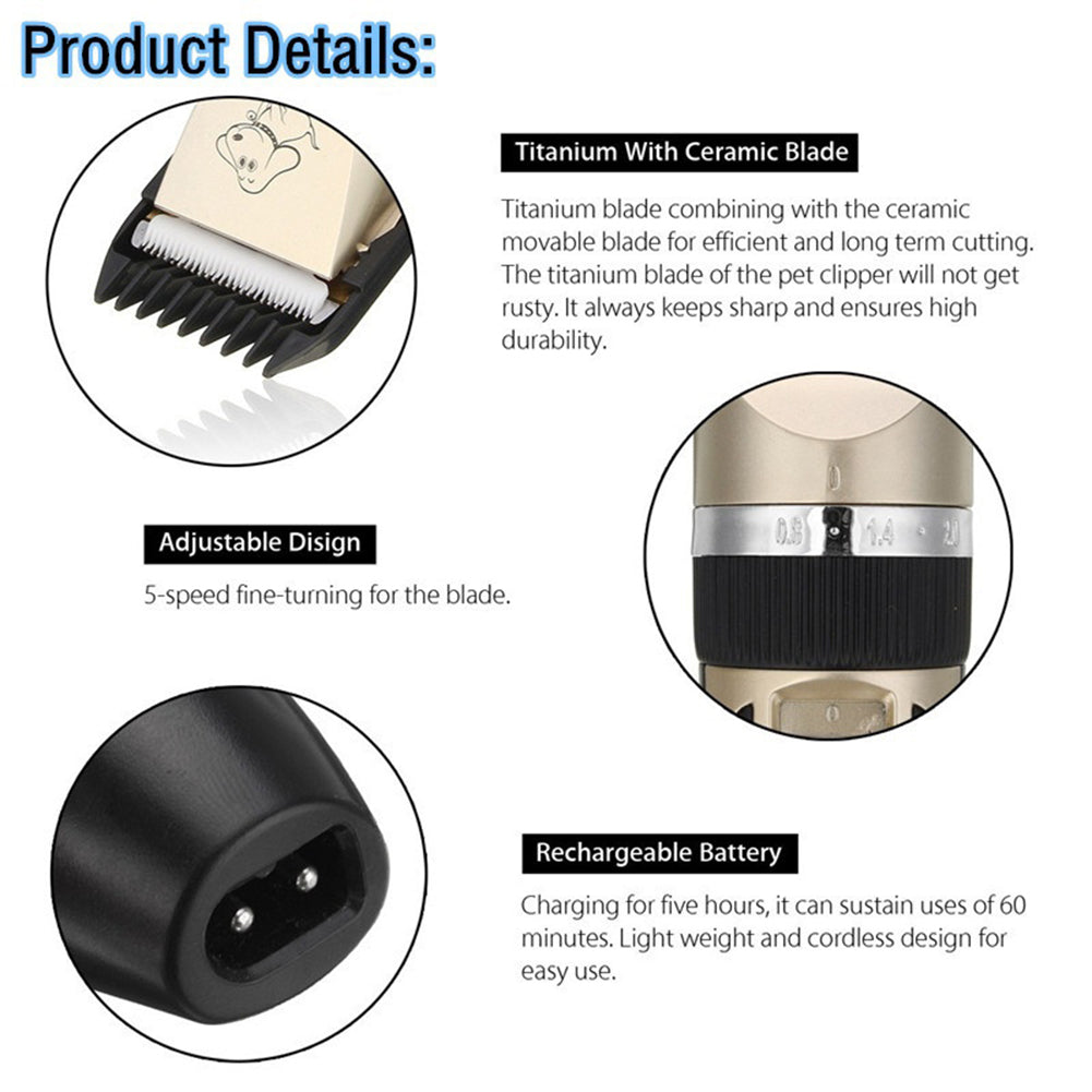 Electric Pet Hair Grooming Razor Dog Cat Hair Trimmer Cutter Rechargeable Tool