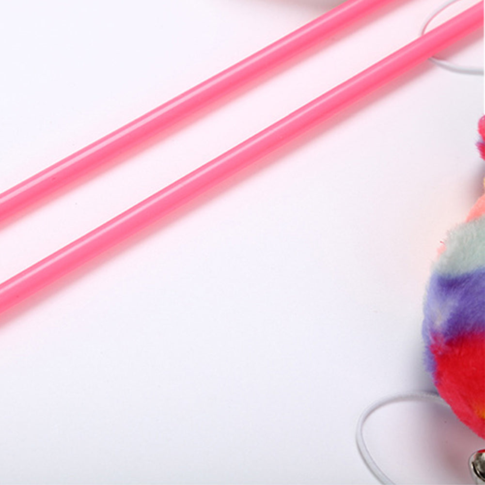 Lovely Rainbow Color Plush Fish Stick Pet Cat Teasing Play Interactive Toy