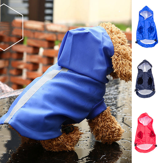 New Pet Dog Waterproof Rain Proof Hooded Raincoat Elastic Band Breathable Jacket