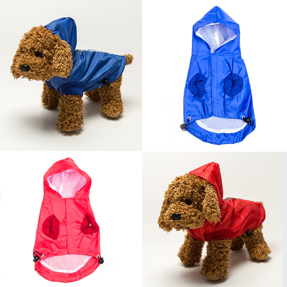 New Pet Dog Waterproof Rain Proof Hooded Raincoat Elastic Band Breathable Jacket