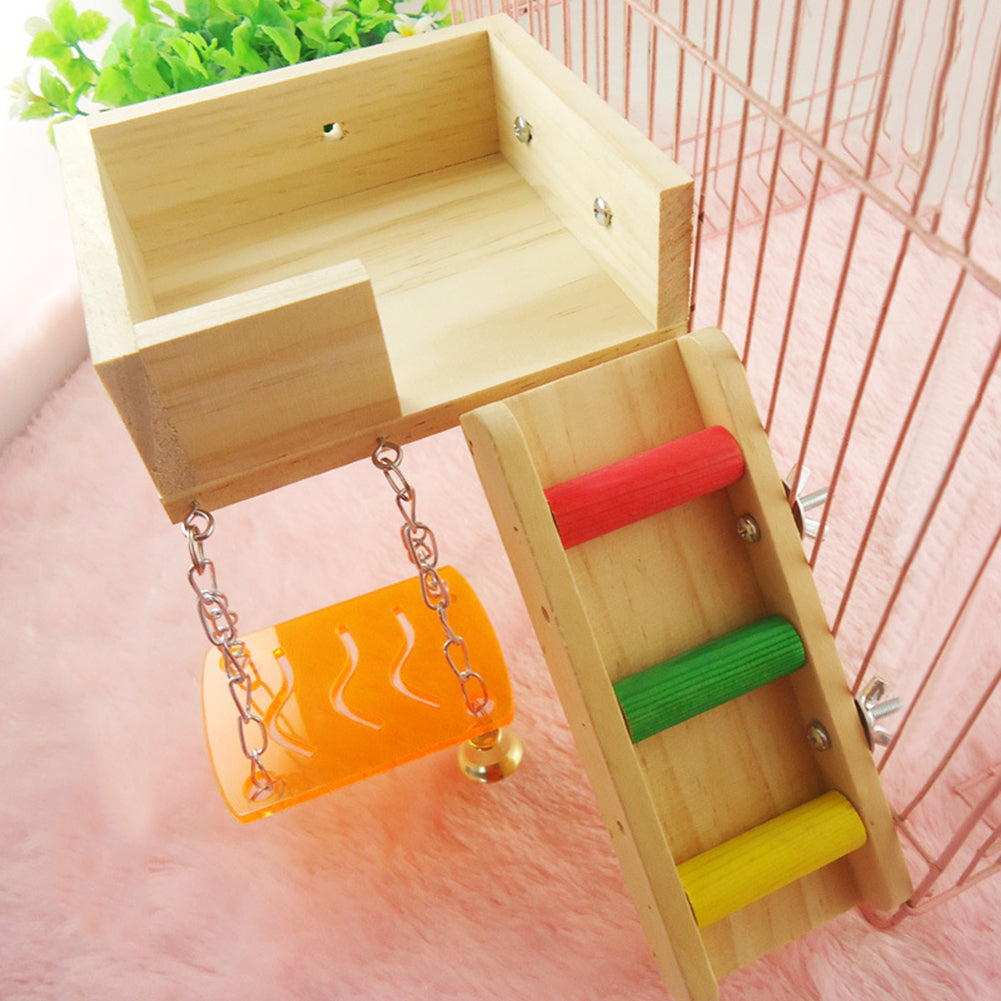 Bird Toy Garret Ladder Stand Swing Climbing Biting Pet Hanging Decor Gift