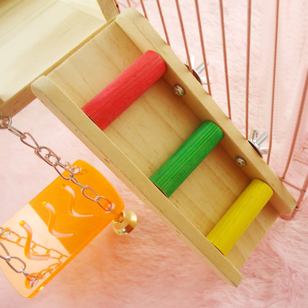 Bird Toy Garret Ladder Stand Swing Climbing Biting Pet Hanging Decor Gift