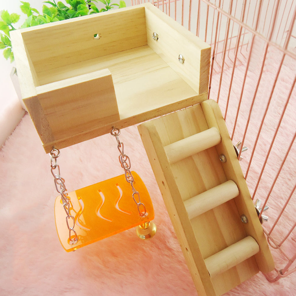 Bird Toy Garret Ladder Stand Swing Climbing Biting Pet Hanging Decor Gift