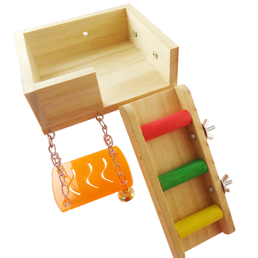 Bird Toy Garret Ladder Stand Swing Climbing Biting Pet Hanging Decor Gift