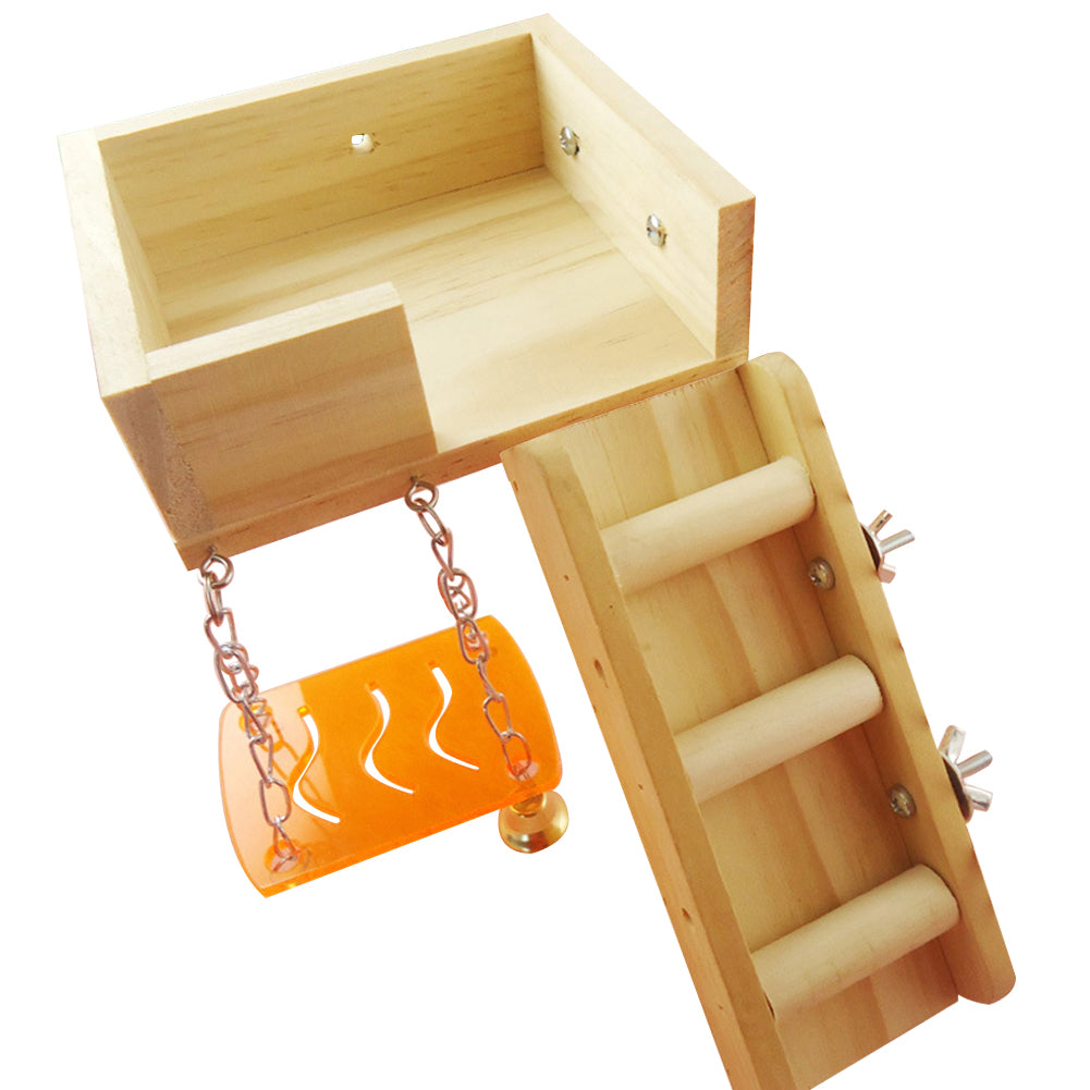 Bird Toy Garret Ladder Stand Swing Climbing Biting Pet Hanging Decor Gift