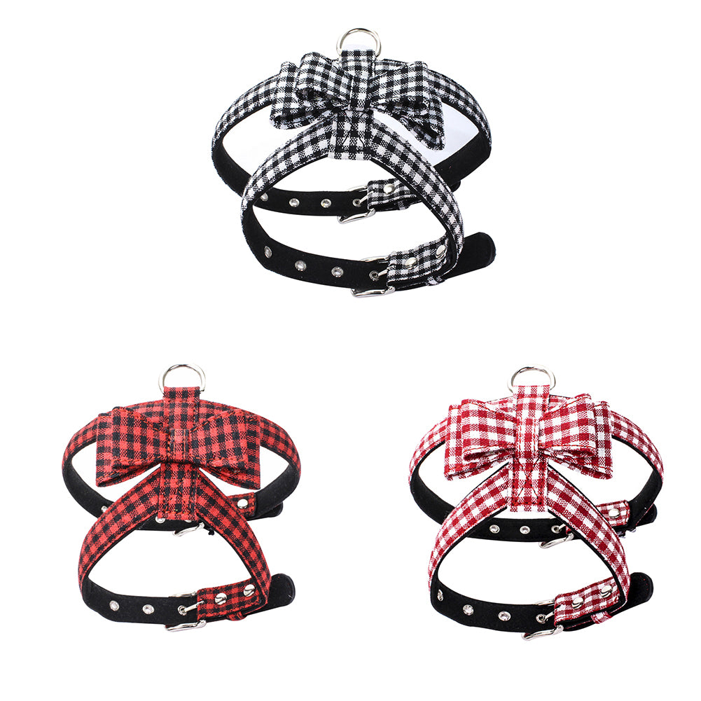 Cat Dog Puppy Walk Safety Adjustable Grid Pet Strap Collar Harness Leash