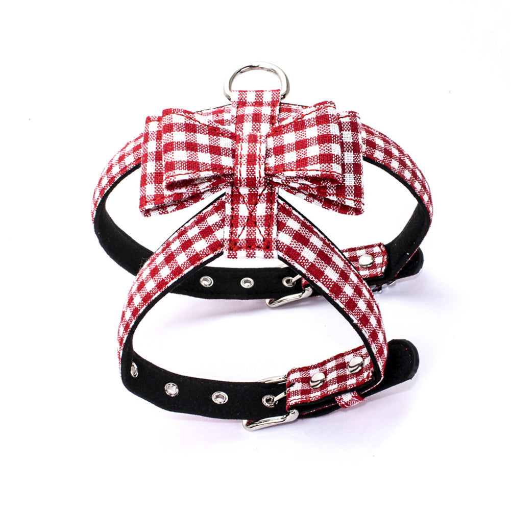 Cat Dog Puppy Walk Safety Adjustable Grid Pet Strap Collar Harness Leash