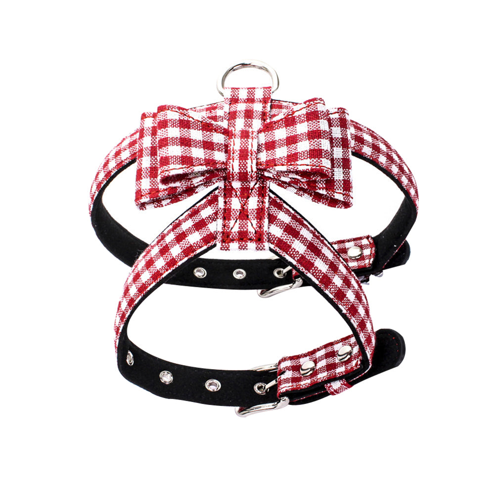 Cat Dog Puppy Walk Safety Adjustable Grid Pet Strap Collar Harness Leash