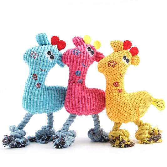 Lovely Plush Deer Sound Squeaky Pet Dog Chewing Bite Teeth Cleaning Play Toy