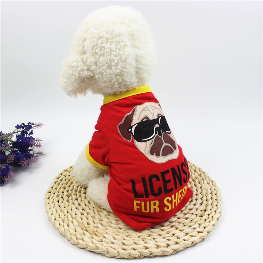 Fashion Cartoon Pug Printed Soft Short Sleeve Pet T-Shirt Dog Clothes Decor