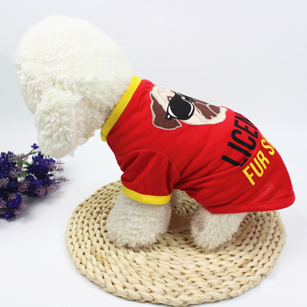 Fashion Cartoon Pug Printed Soft Short Sleeve Pet T-Shirt Dog Clothes Decor