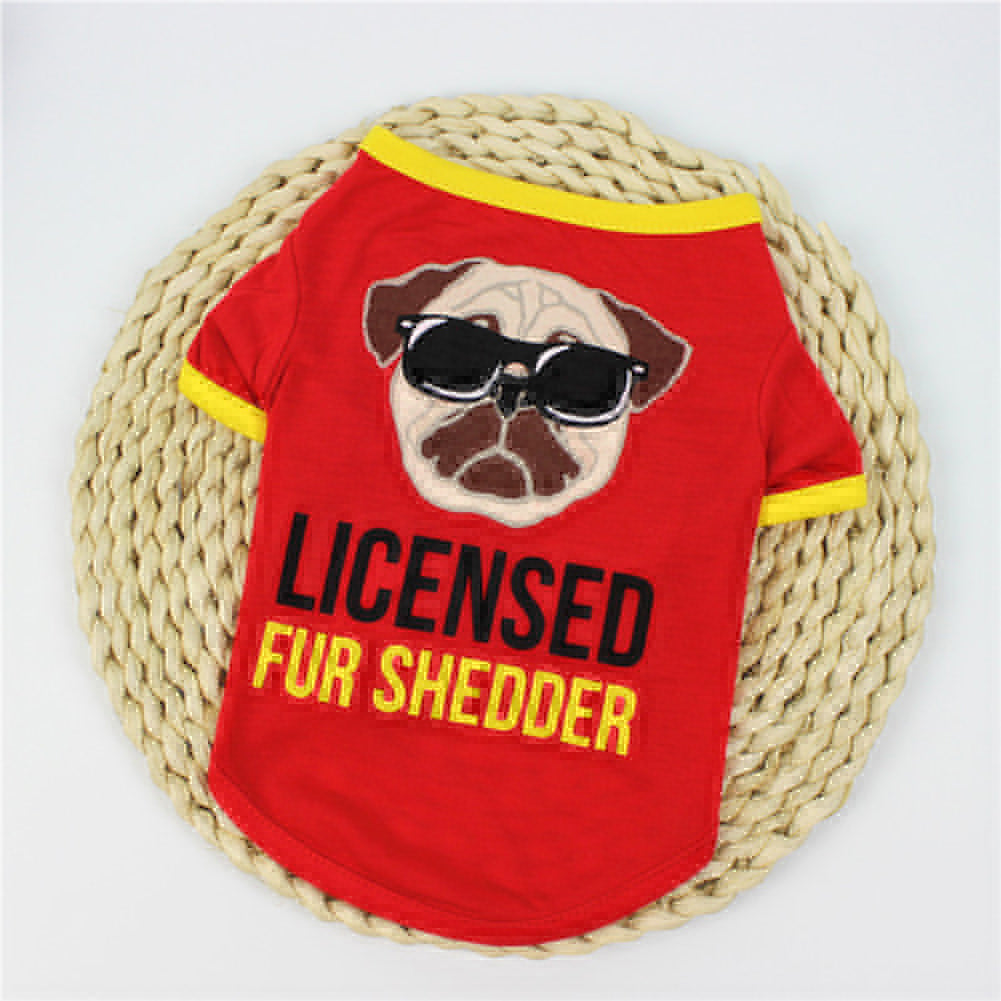 Fashion Cartoon Pug Printed Soft Short Sleeve Pet T-Shirt Dog Clothes Decor