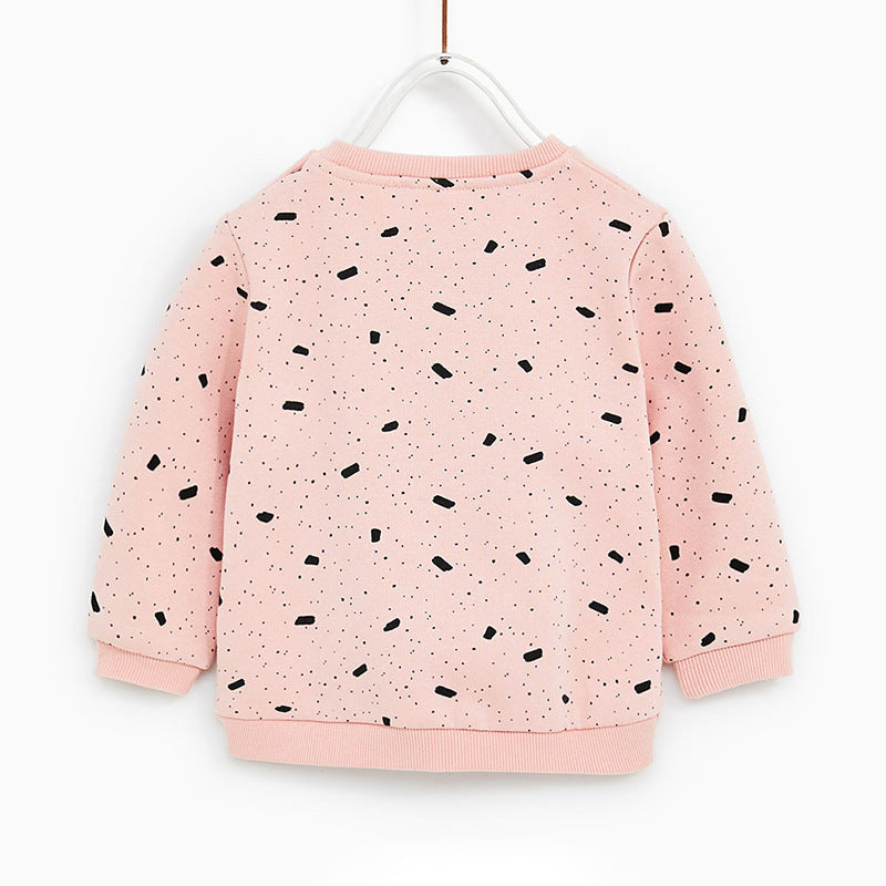 New Autumn Spring Children Clothing Sweet Pink Cat EmbroideryCotton Full- sleeved O-neck Girls Casual Hoodies