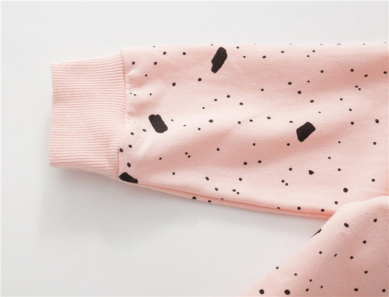 New Autumn Spring Children Clothing Sweet Pink Cat EmbroideryCotton Full- sleeved O-neck Girls Casual Hoodies