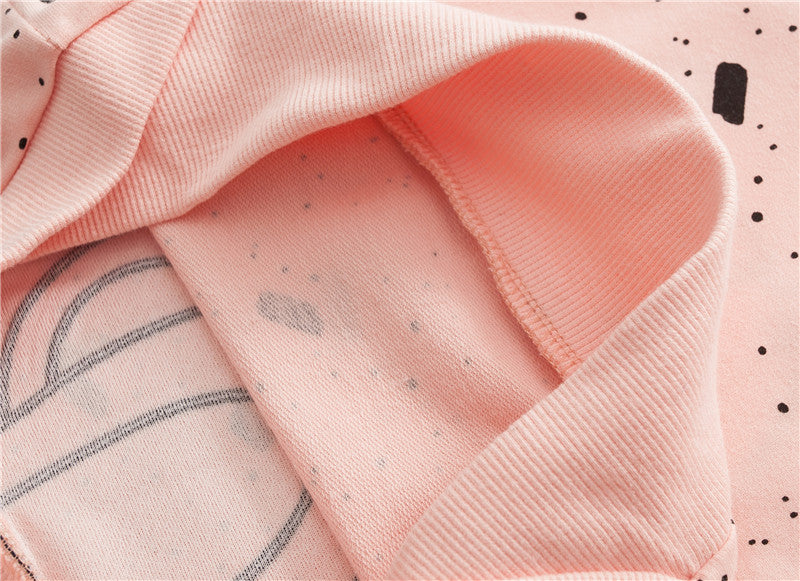 New Autumn Spring Children Clothing Sweet Pink Cat EmbroideryCotton Full- sleeved O-neck Girls Casual Hoodies