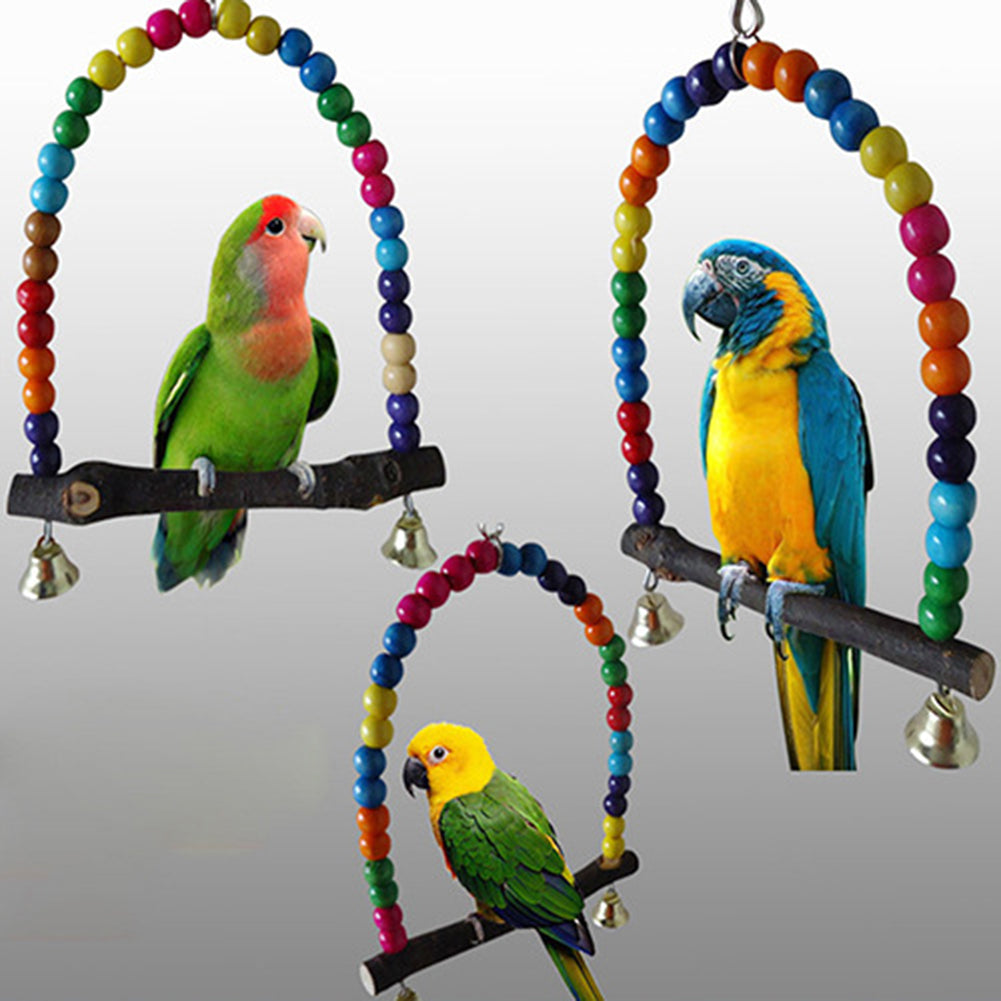 Colorful Parrot Climbing Chewing Pet Training Toy Birds Hanging Acrylic Bell