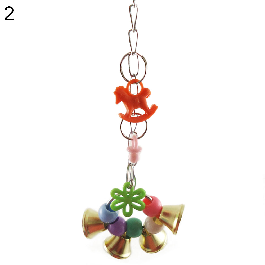 Colorful Parrot Climbing Chewing Pet Training Toy Birds Hanging Acrylic Bell