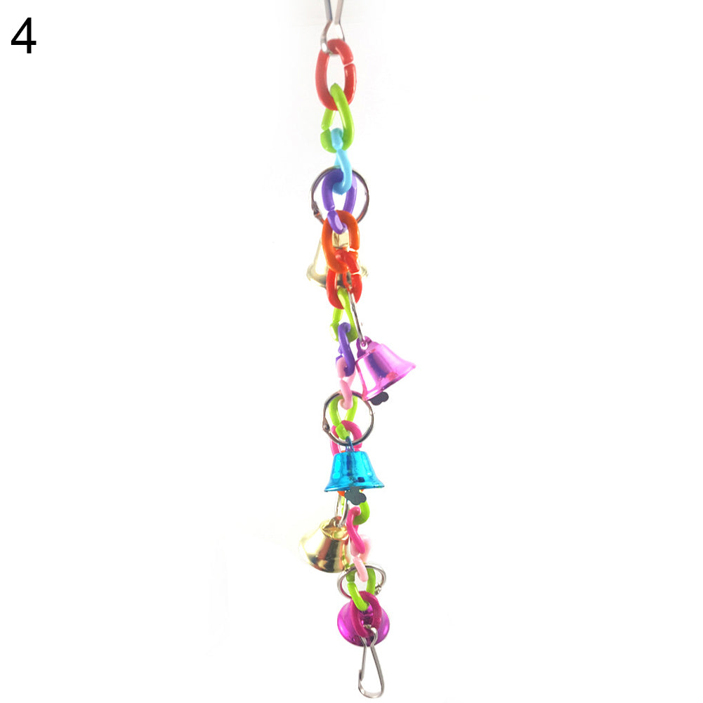 Colorful Parrot Climbing Chewing Pet Training Toy Birds Hanging Acrylic Bell