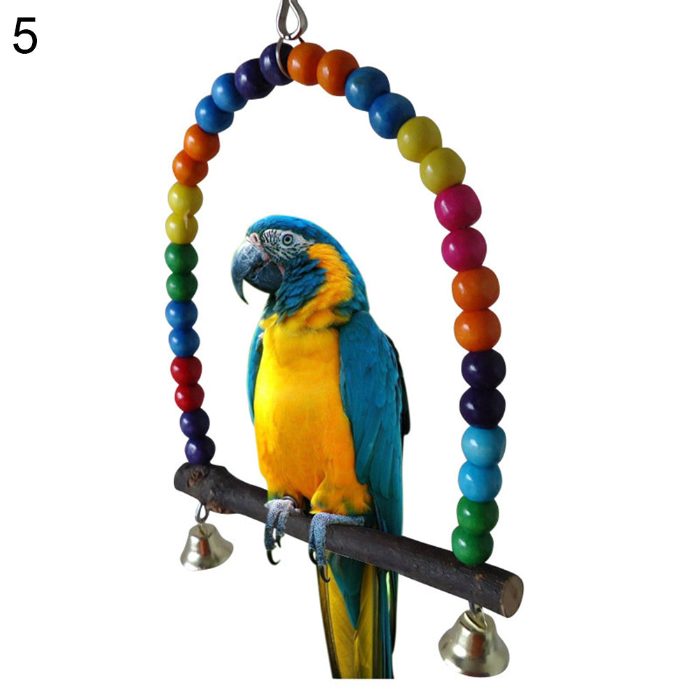 Colorful Parrot Climbing Chewing Pet Training Toy Birds Hanging Acrylic Bell
