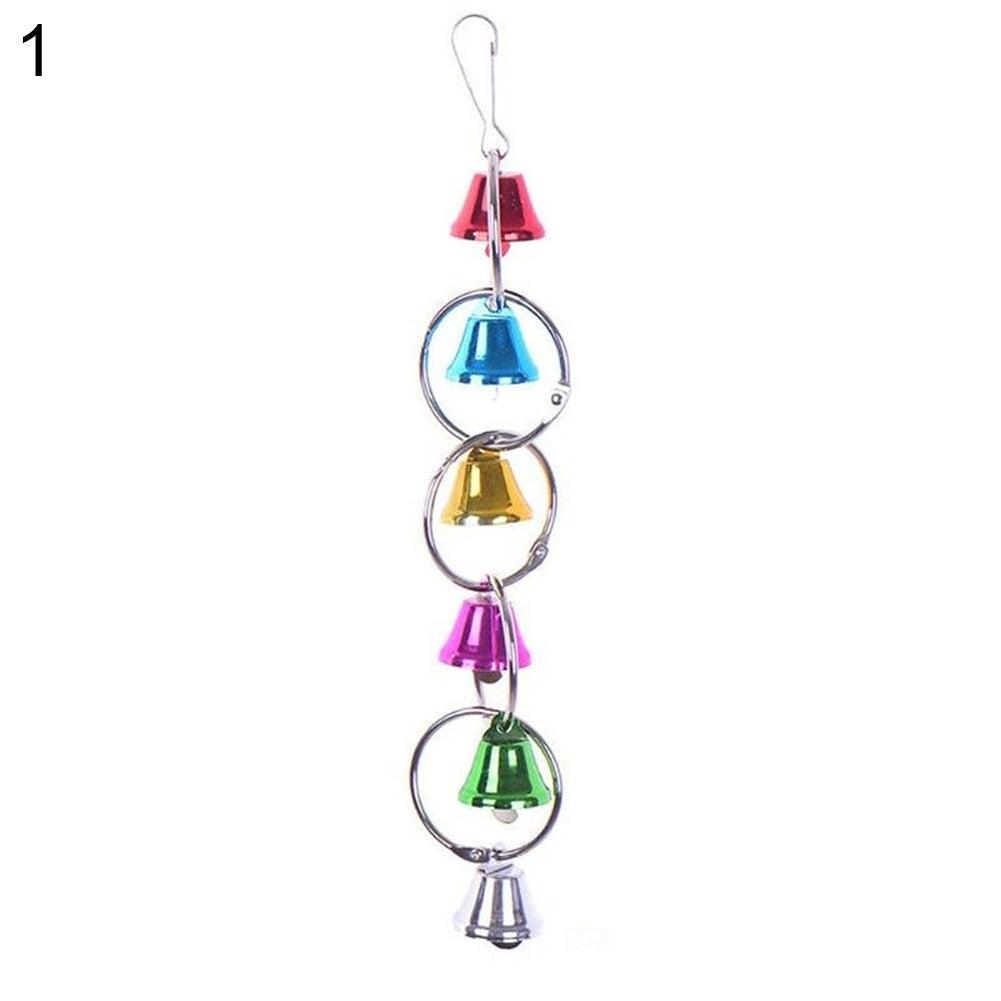 Colorful Parrot Climbing Chewing Pet Training Toy Birds Hanging Acrylic Bell