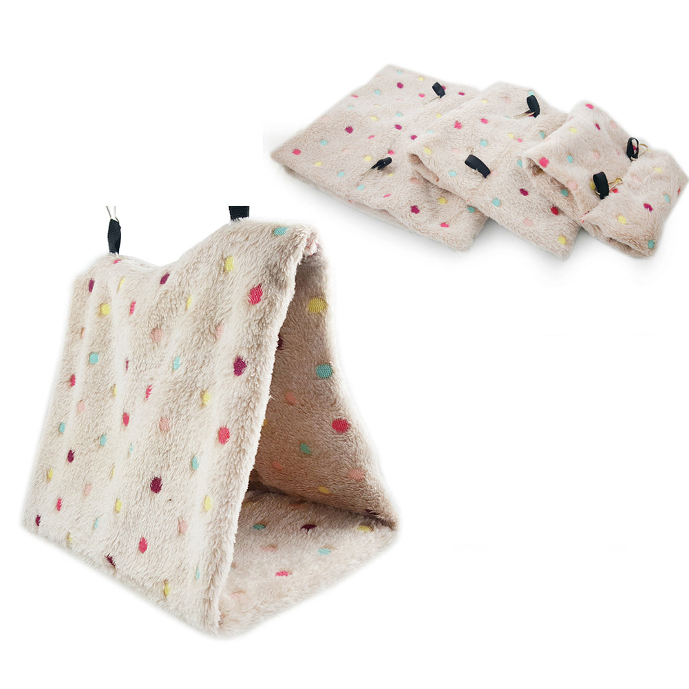 Winter Polka Dot Warm Pet Bird Triangle Cave Cage Hammock Parrot Hanging Bed