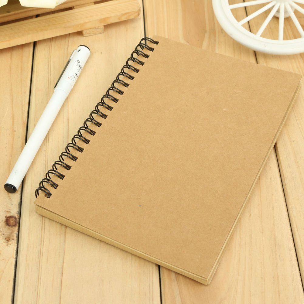 Retro Kraft Spiral Binding Blank Graffiti Sketchbook Notebook Graduation Gift