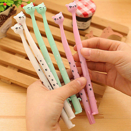 4Pcs Cute Cat Kawaii Black 0.5mm Gel Ink Roller Ball Point Pen Fine Korean Gift