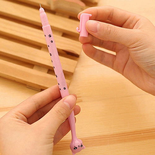 4Pcs Cute Cat Kawaii Black 0.5mm Gel Ink Roller Ball Point Pen Fine Korean Gift