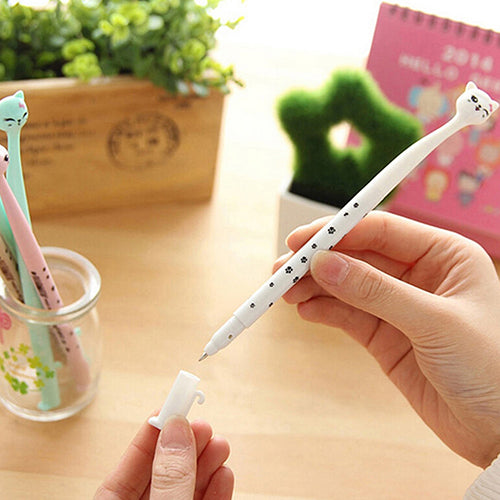 4Pcs Cute Cat Kawaii Black 0.5mm Gel Ink Roller Ball Point Pen Fine Korean Gift