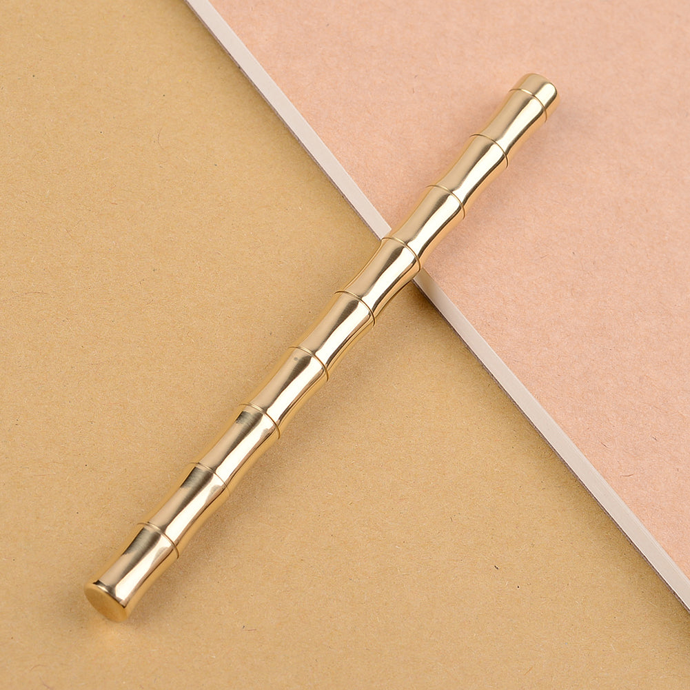 Retro 0.5mm Bamboo Style Metal Brass Black Gel Ink Sign Writing Pen Office Gift