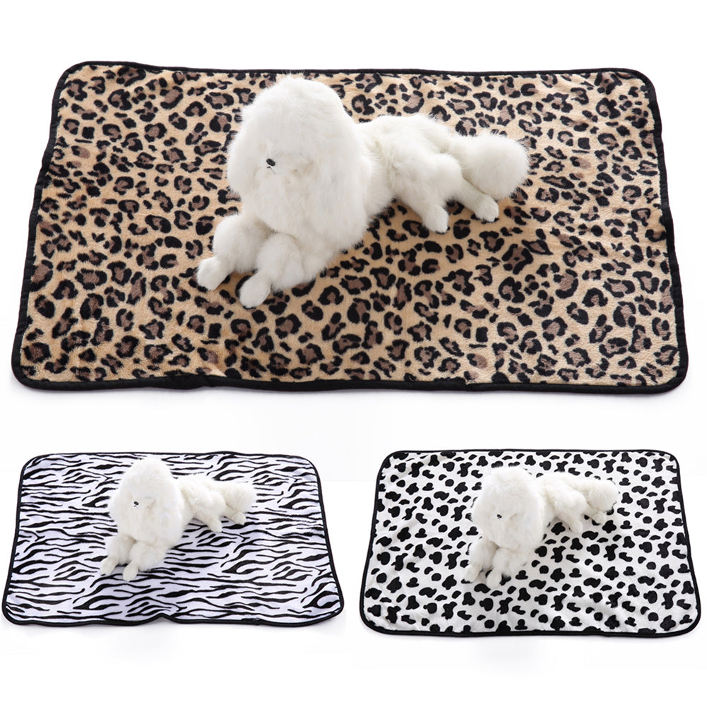 Pet Dog Cat Bed Cover Blanket Leopard Print Zebra Cow Warm Soft Sleep Mat Gift
