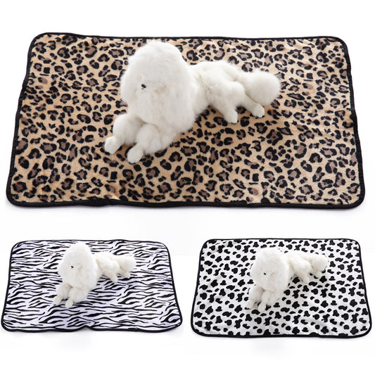 Pet Dog Cat Bed Cover Blanket Leopard Print Zebra Cow Warm Soft Sleep Mat Gift