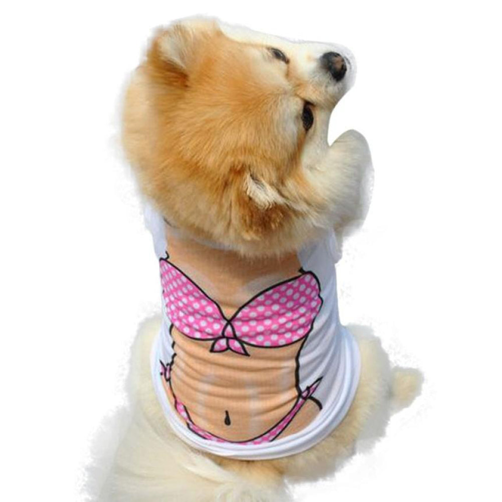 Pet Dog Summer Stylish Vest Chest Muscle Bikini Pattern Casual Puggy Clothes