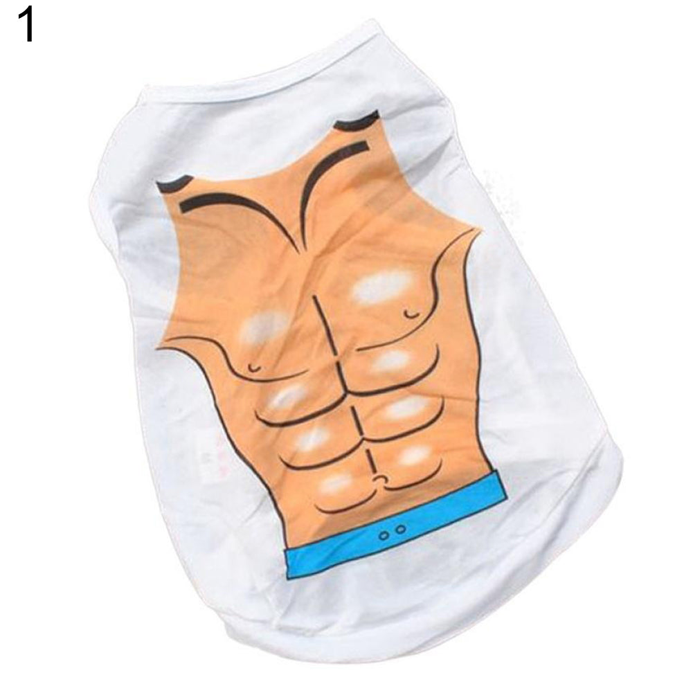 Pet Dog Summer Stylish Vest Chest Muscle Bikini Pattern Casual Puggy Clothes