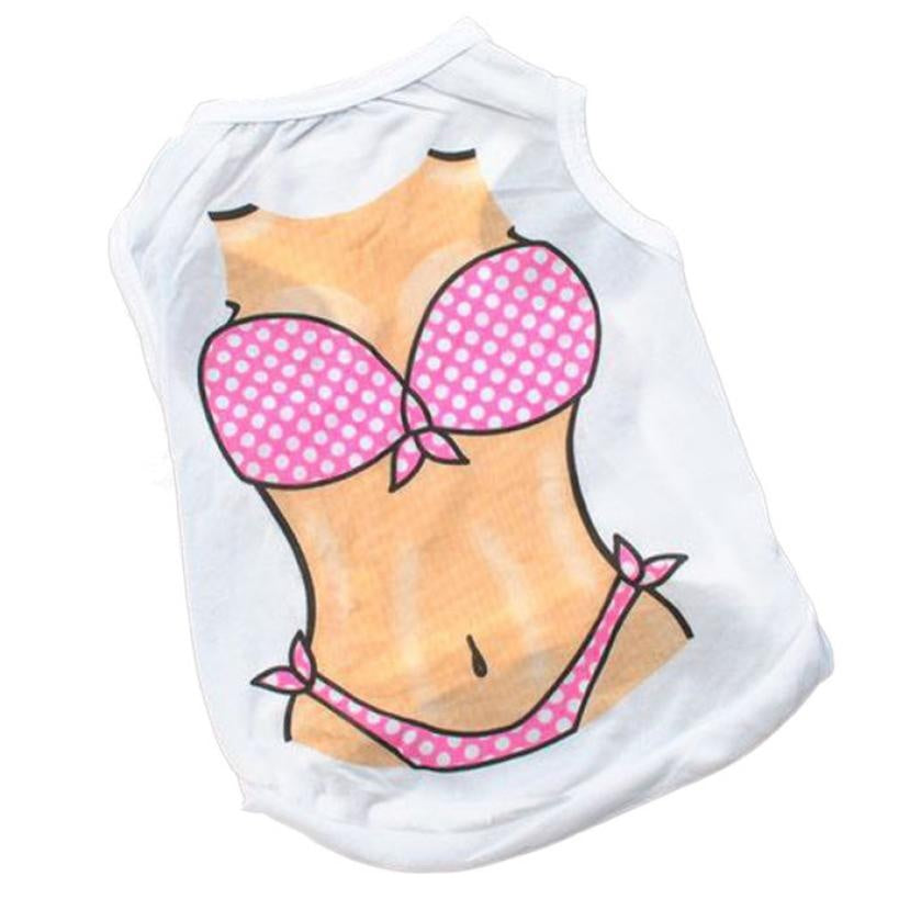 Pet Dog Summer Stylish Vest Chest Muscle Bikini Pattern Casual Puggy Clothes