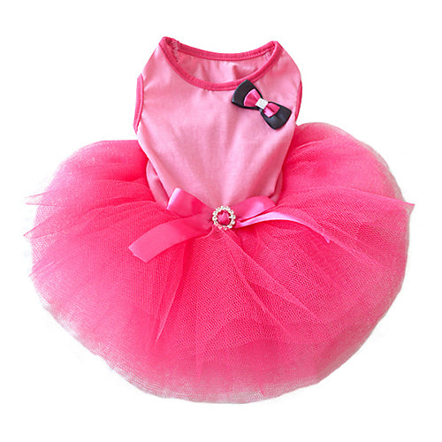 Fashion Small Pet Dog Pink Tutu Bow Rhinestone Wedding Princess Dress Clothes