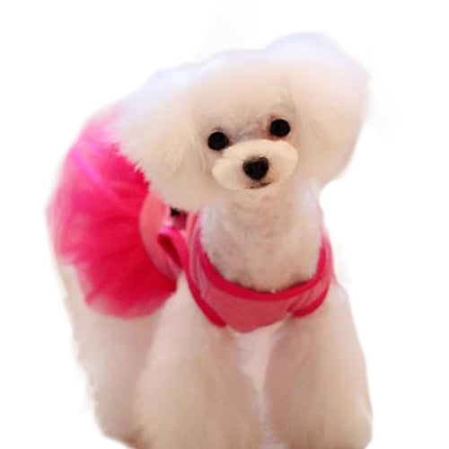 Fashion Small Pet Dog Pink Tutu Bow Rhinestone Wedding Princess Dress Clothes
