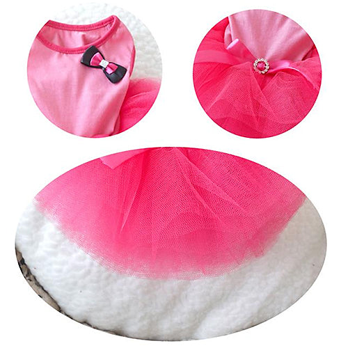 Fashion Small Pet Dog Pink Tutu Bow Rhinestone Wedding Princess Dress Clothes