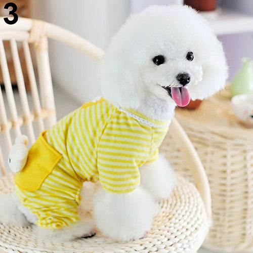 Small Pet Dog Stripes Costume Pajamas Coat Cat Puppy Cozy Clothes Set Apparel