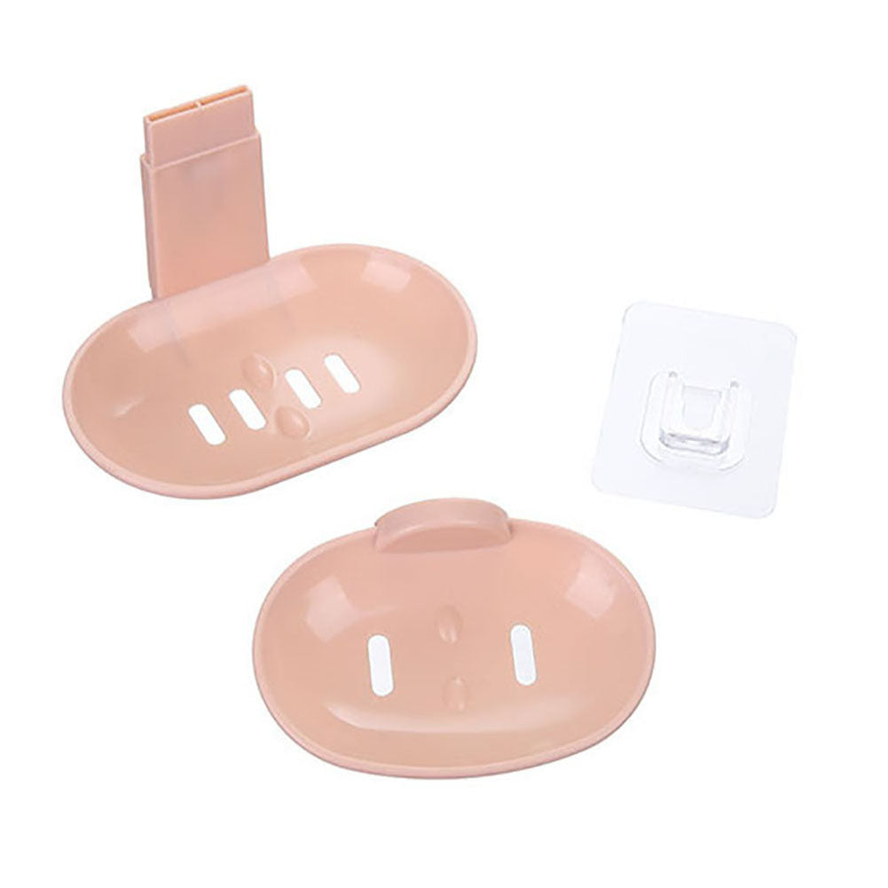 Nordic Bathroom Double Layer Adhesive Soap Dish Drain Box Storage Wall Holder