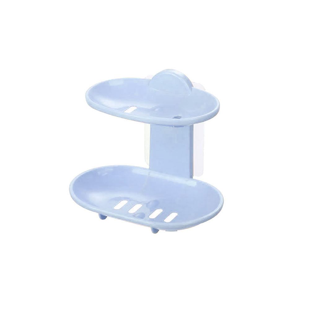 Nordic Bathroom Double Layer Adhesive Soap Dish Drain Box Storage Wall Holder