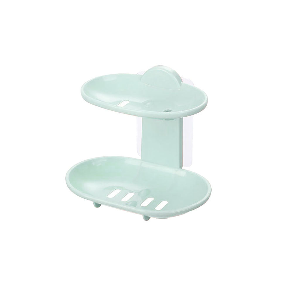 Nordic Bathroom Double Layer Adhesive Soap Dish Drain Box Storage Wall Holder